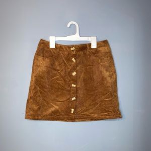 Brown Corduroy Button Down Skirt | Women’s Size Medium